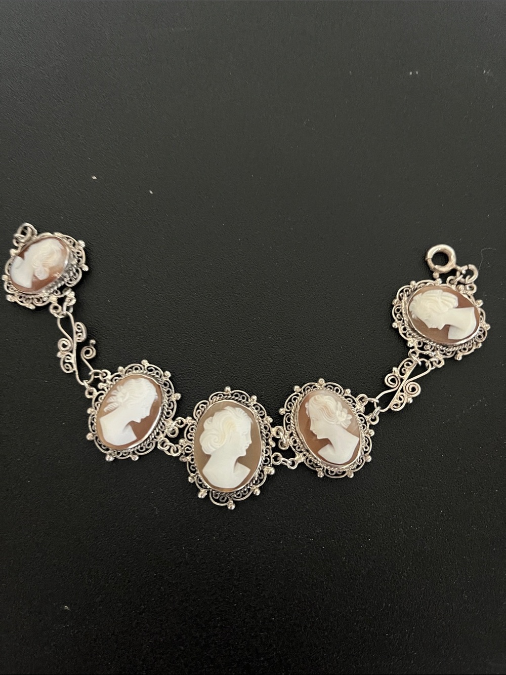 C/MEO Collective Brown and White Cameo Link Bracelet